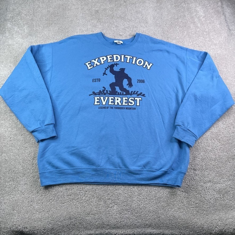 Disney Parks Expedition‎ Everest Sweatshirt Mens 2XL XXL Blue Yeti Rollercoaster